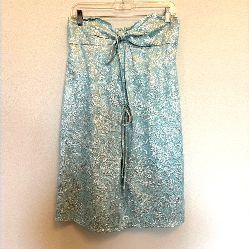 Michael Kors Blue Strapless with Tie Dress size 6